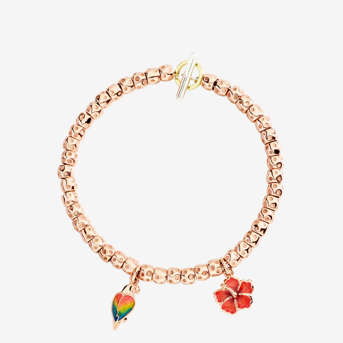 Dodo Ciondolo Fiore Ibisco Oro Rosa 9kt e Smalto