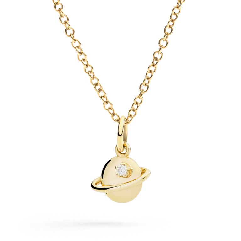 Dodo Ciondolo Pianeta Oro Giallo e Diamante Bianco