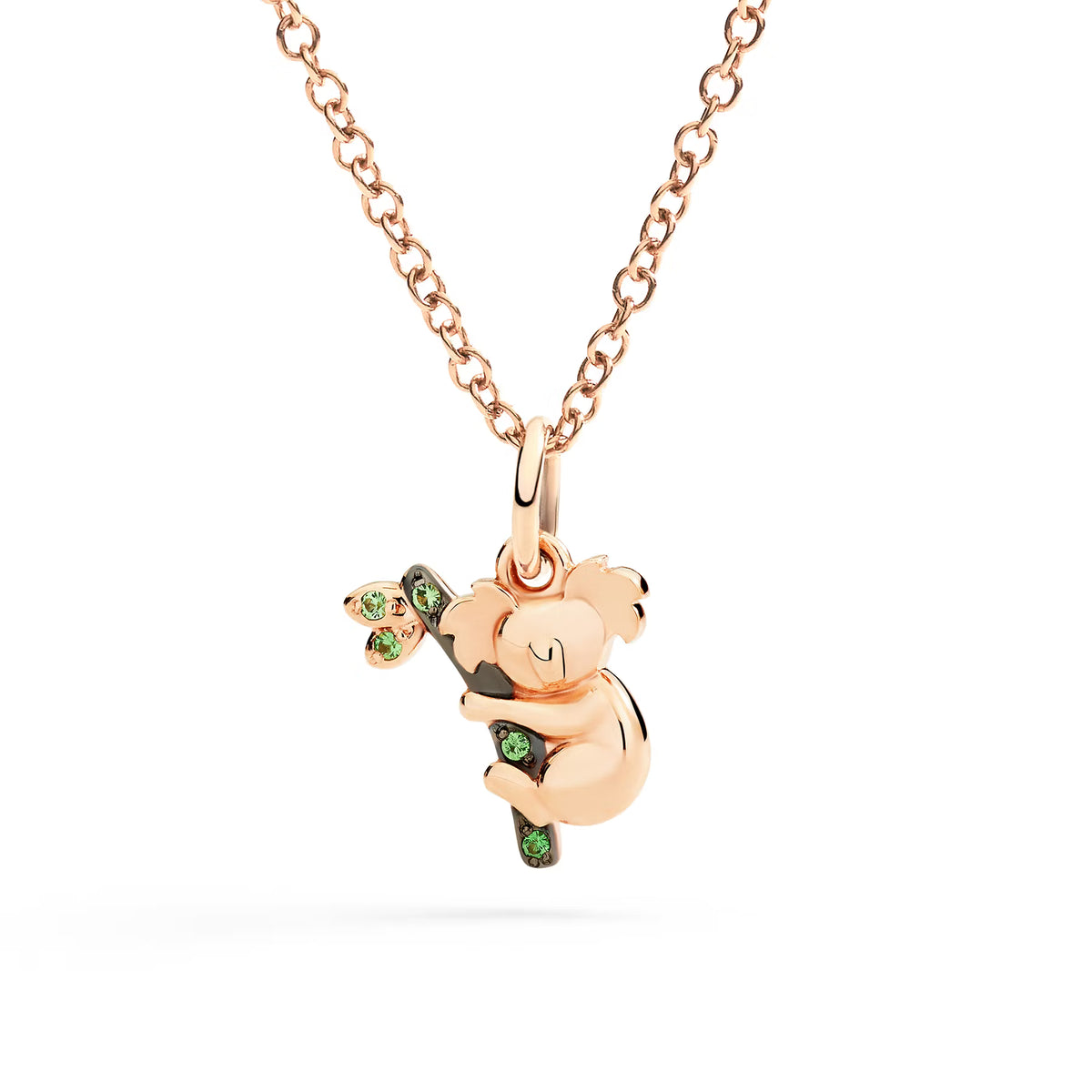 Dodo Ciondolo koala in oro rosa e tsavoriti
