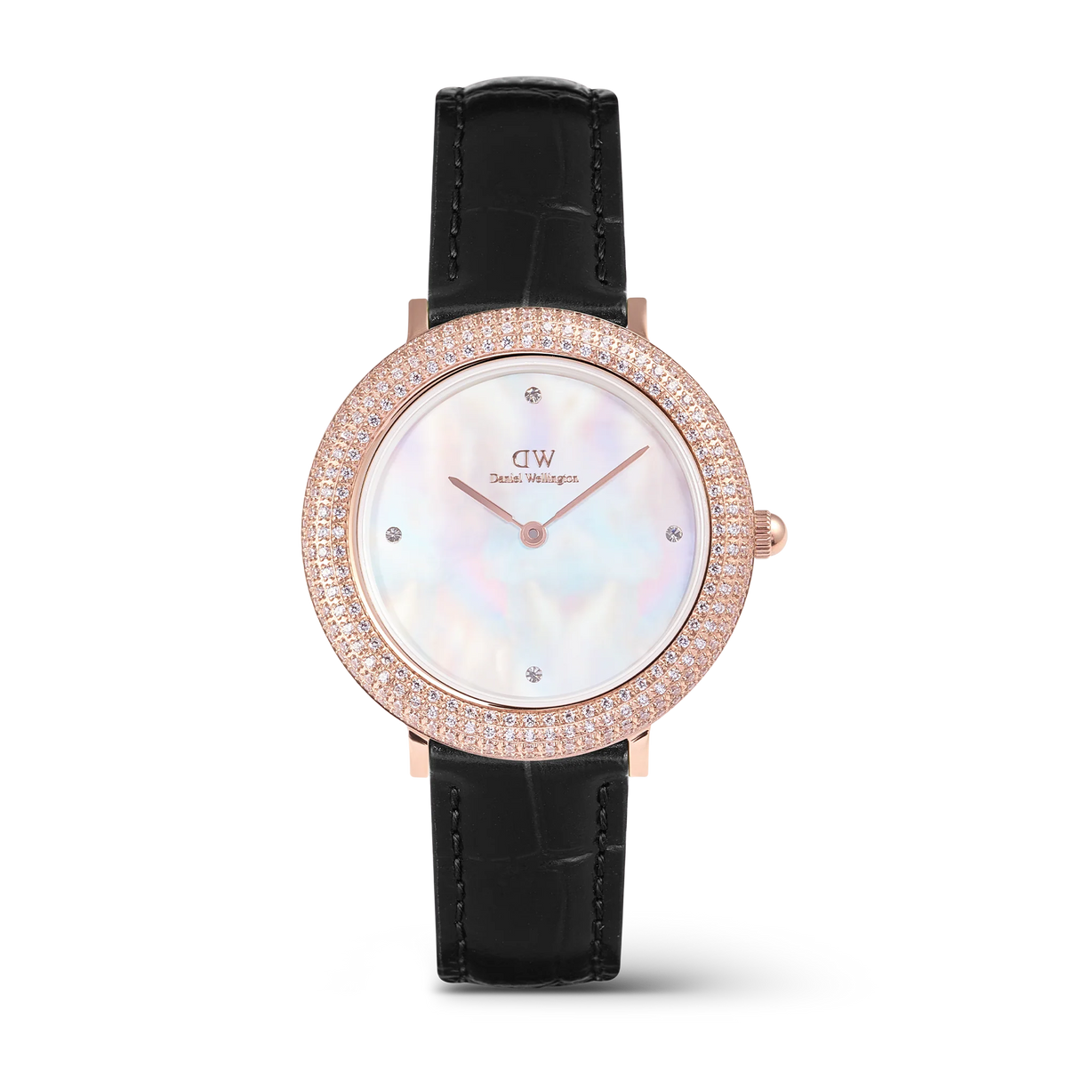 Daniel Wellington Crystalline Bezel Black Croc Rose Gold