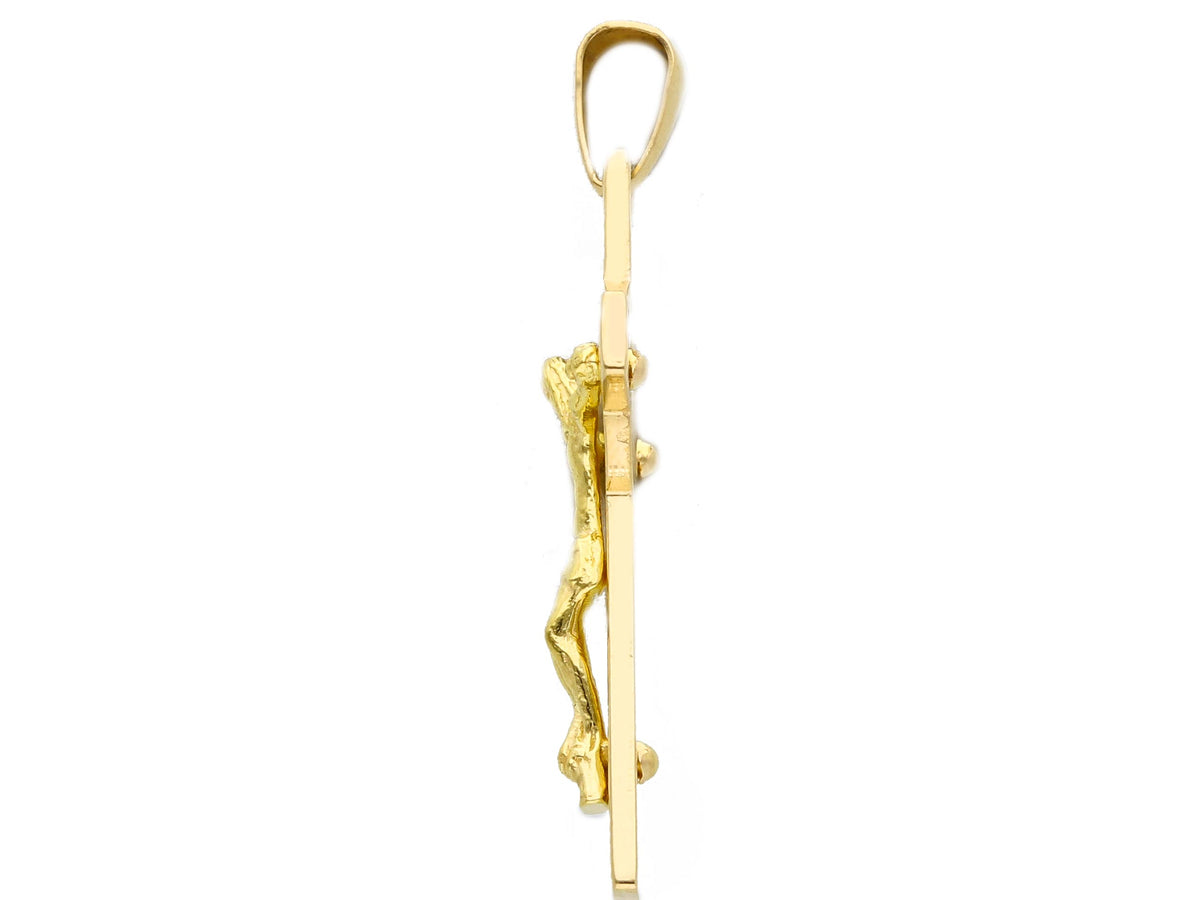 Croce S. Benedetto con Cristo in Oro Giallo 18kt