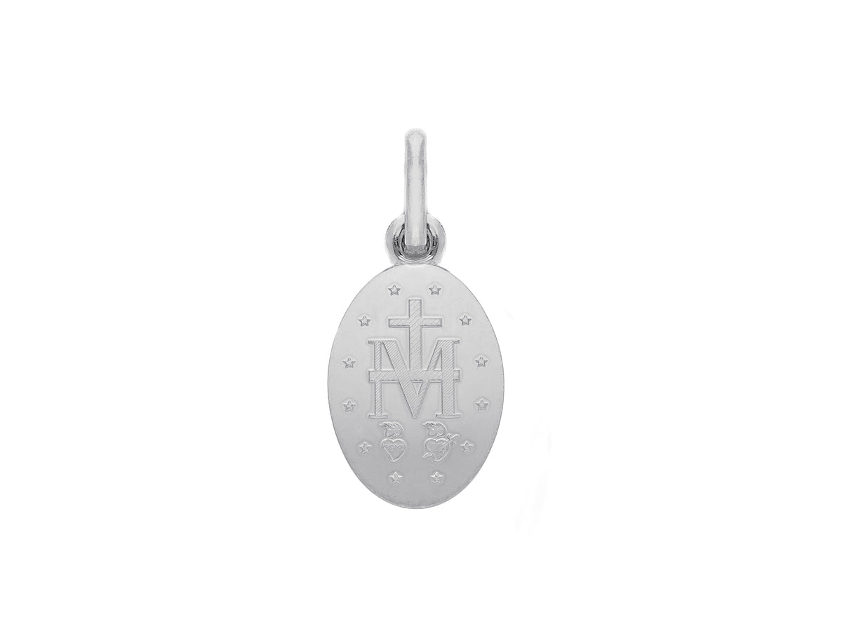  Miraculous Madonna medal in 18kt white gold 9x12 mm