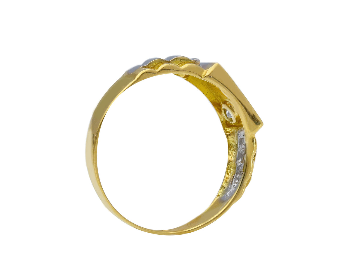 Anello Chevalier in Oro Giallo e Bianco 18kt