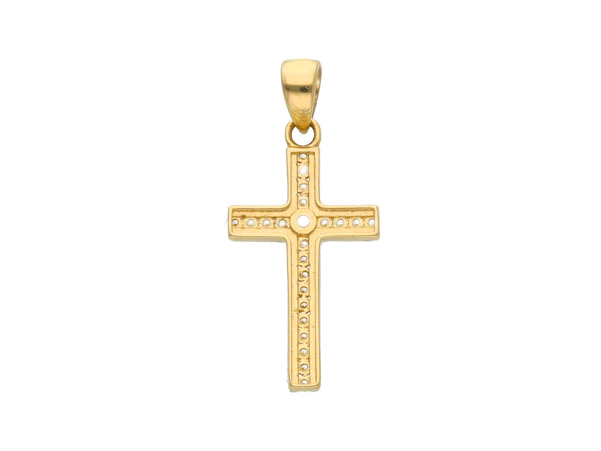 Croce in Oro Giallo 18kt e Zirconi