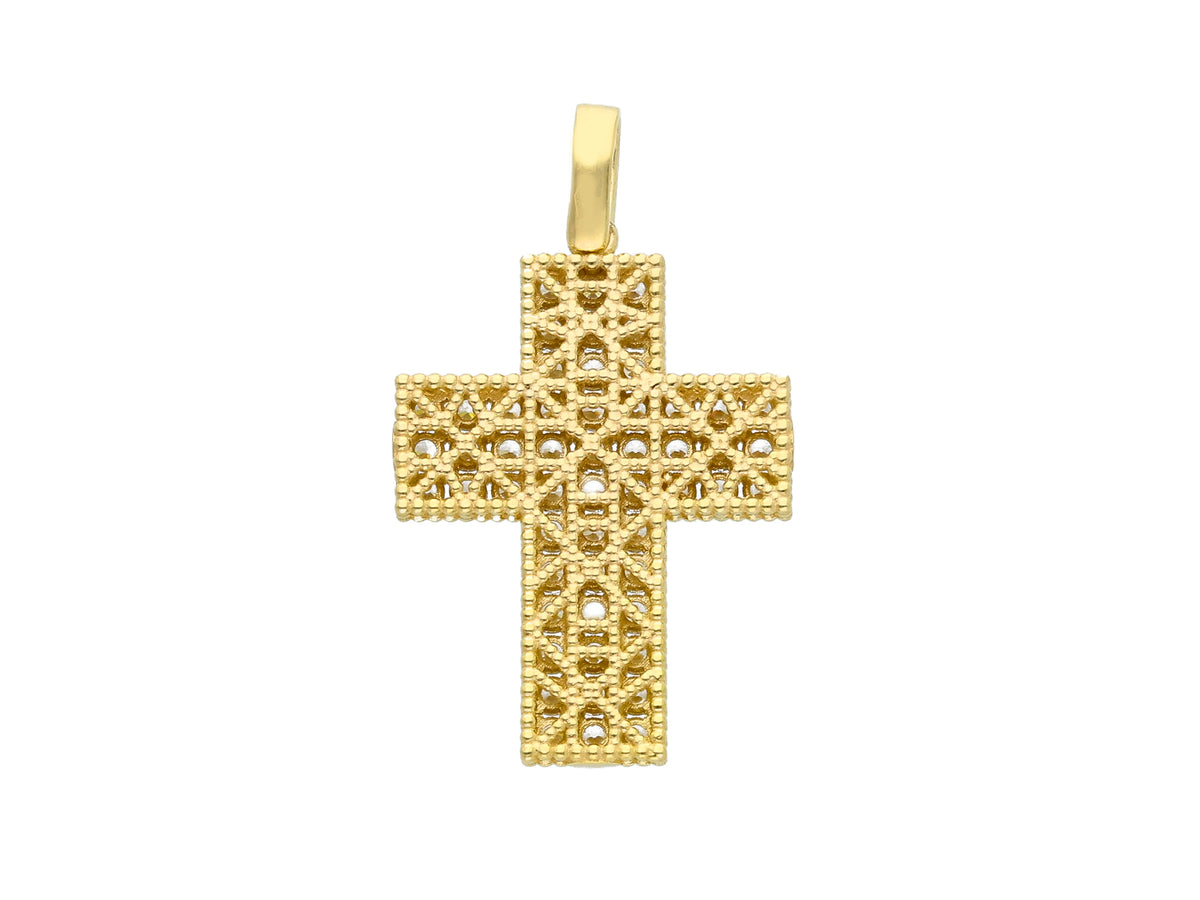  Cross in 18kt Yellow Gold and Zircons