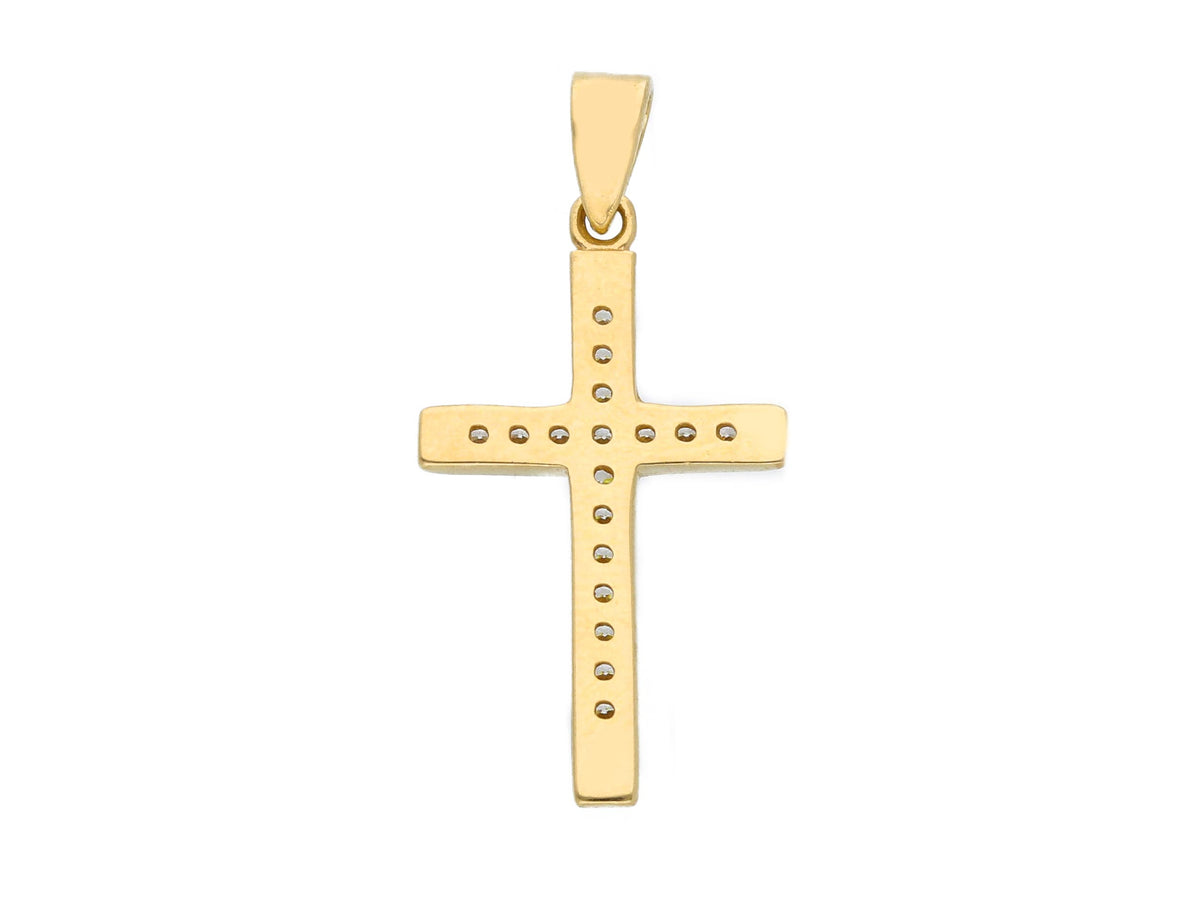  Cross in 18kt Yellow Gold and Zircons