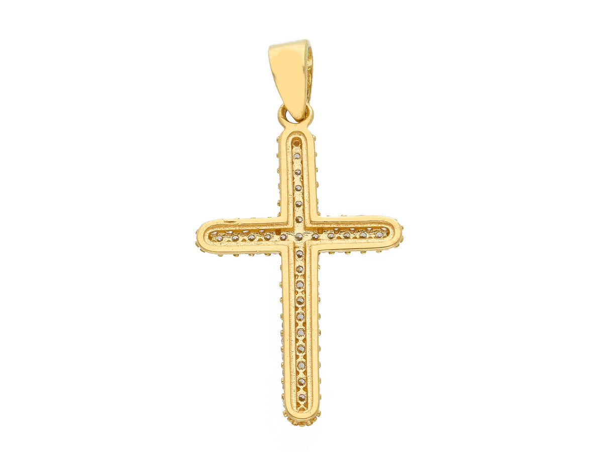  Cross in 18kt Yellow Gold and Zircons