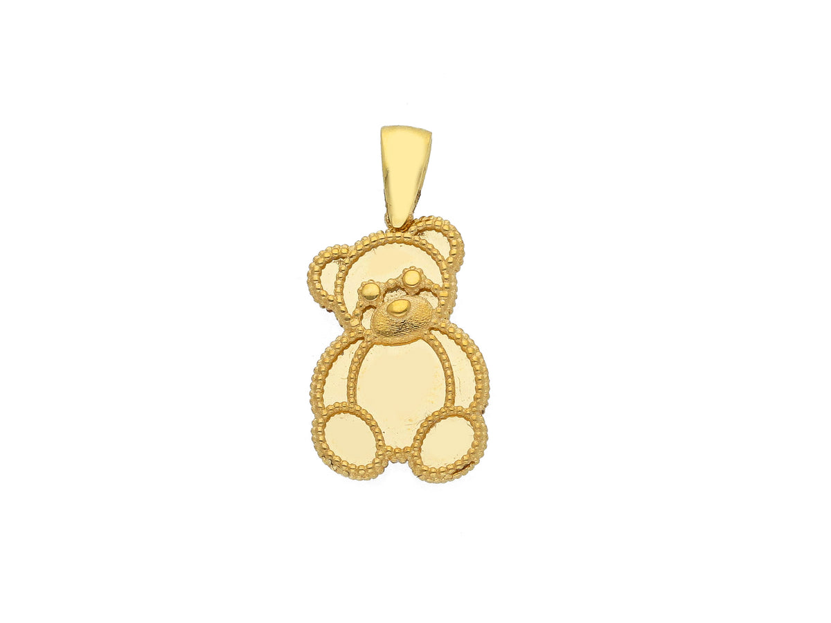  Teddy Bear Pendant in 18kt Yellow Gold and Mother of Pearl