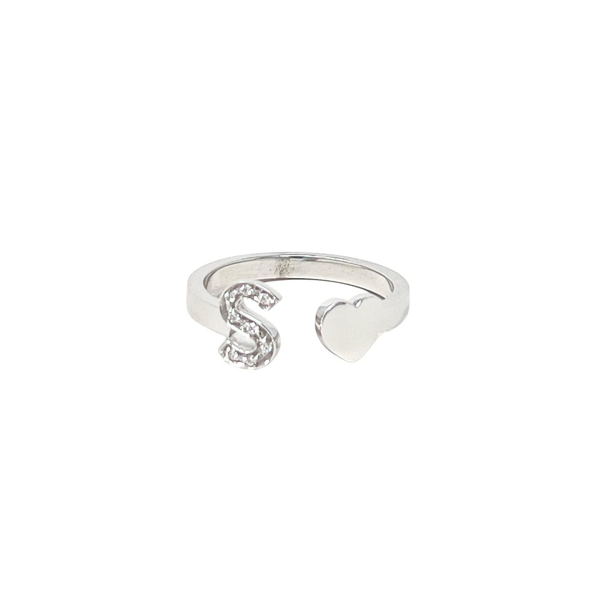 Initial G Antelope Ring in White Gold and Diamonds