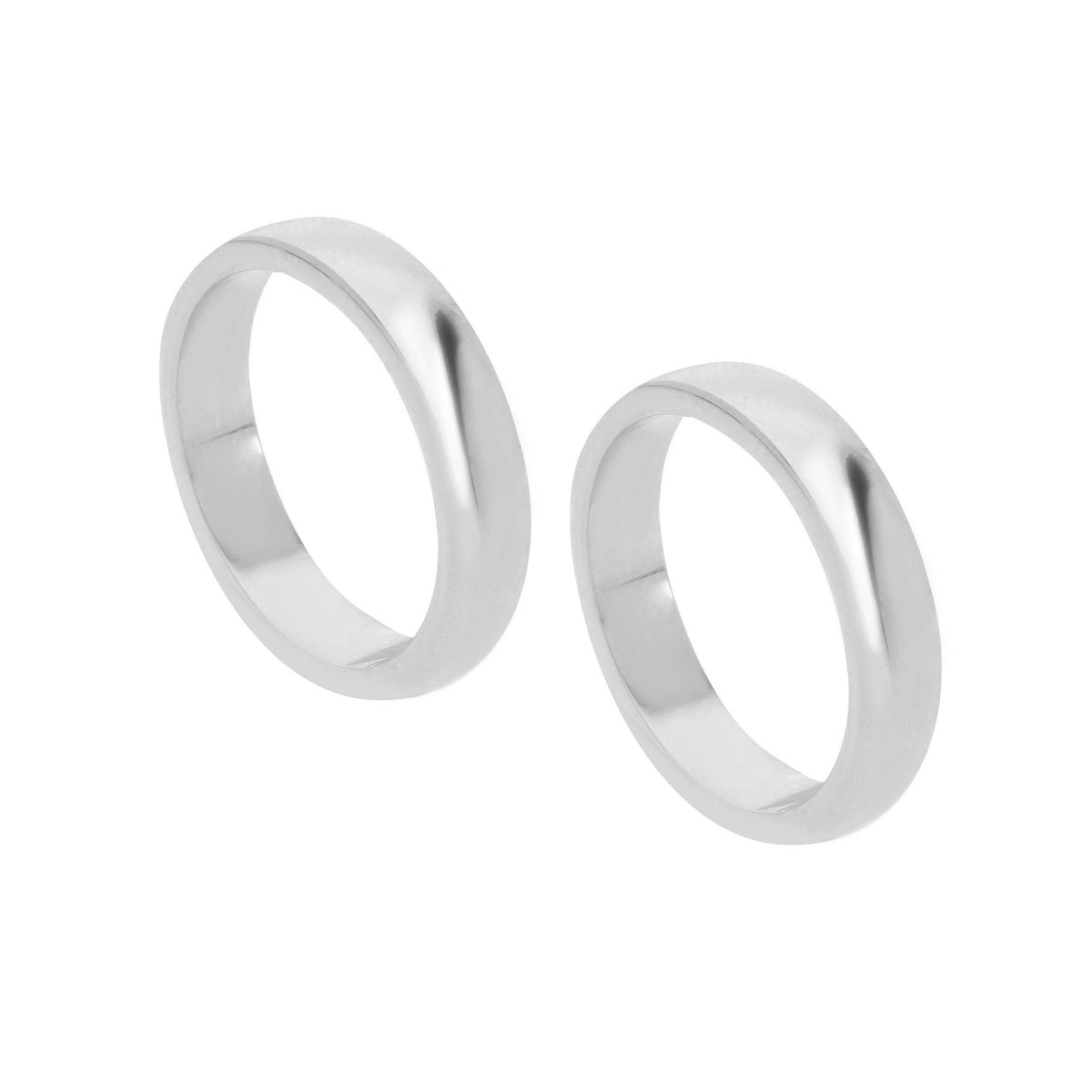 Coppia Fedi Piatte Oro Bianco 18kt 4MM