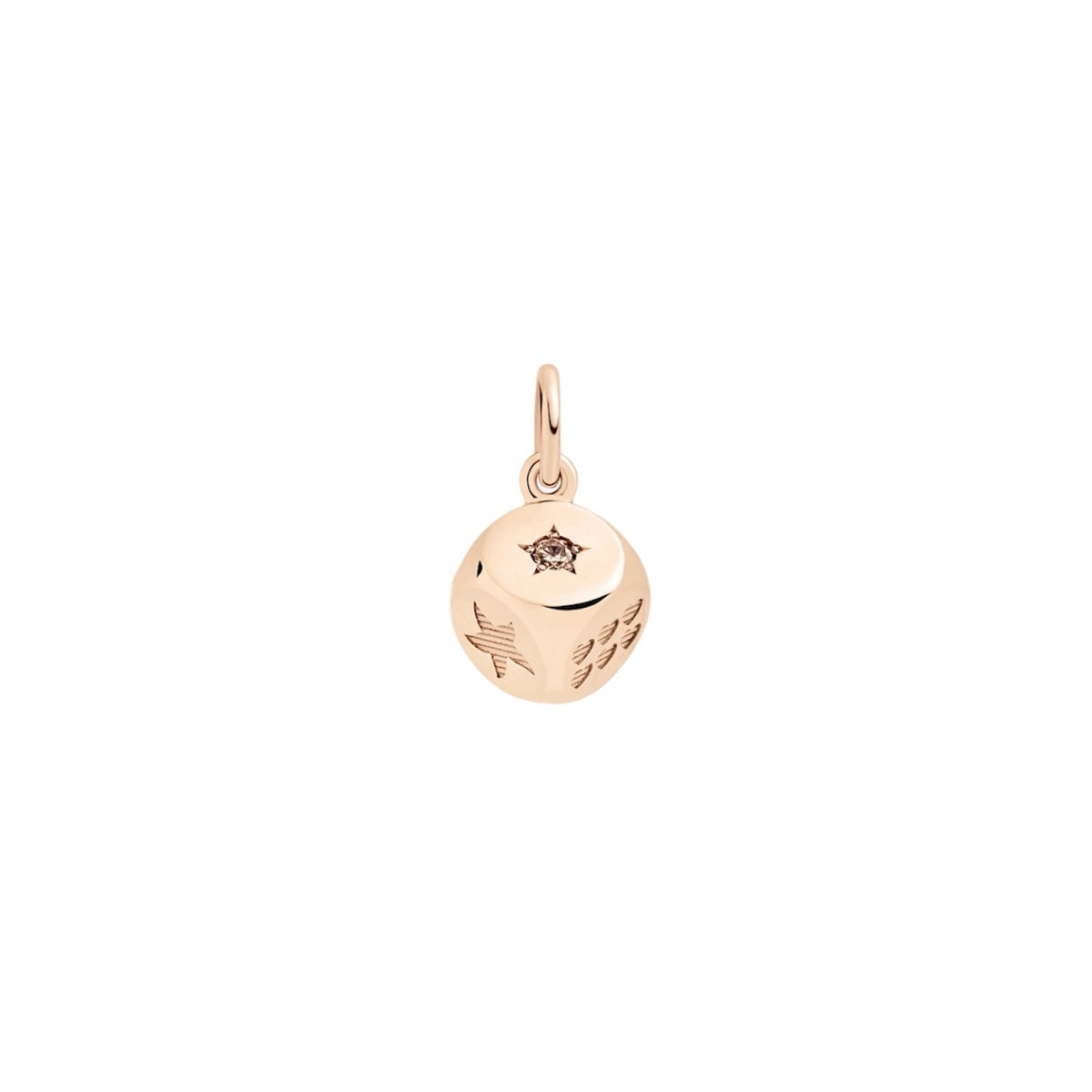 Dodo Charm Dado Oro Rosa 9kt e Diamante Brown