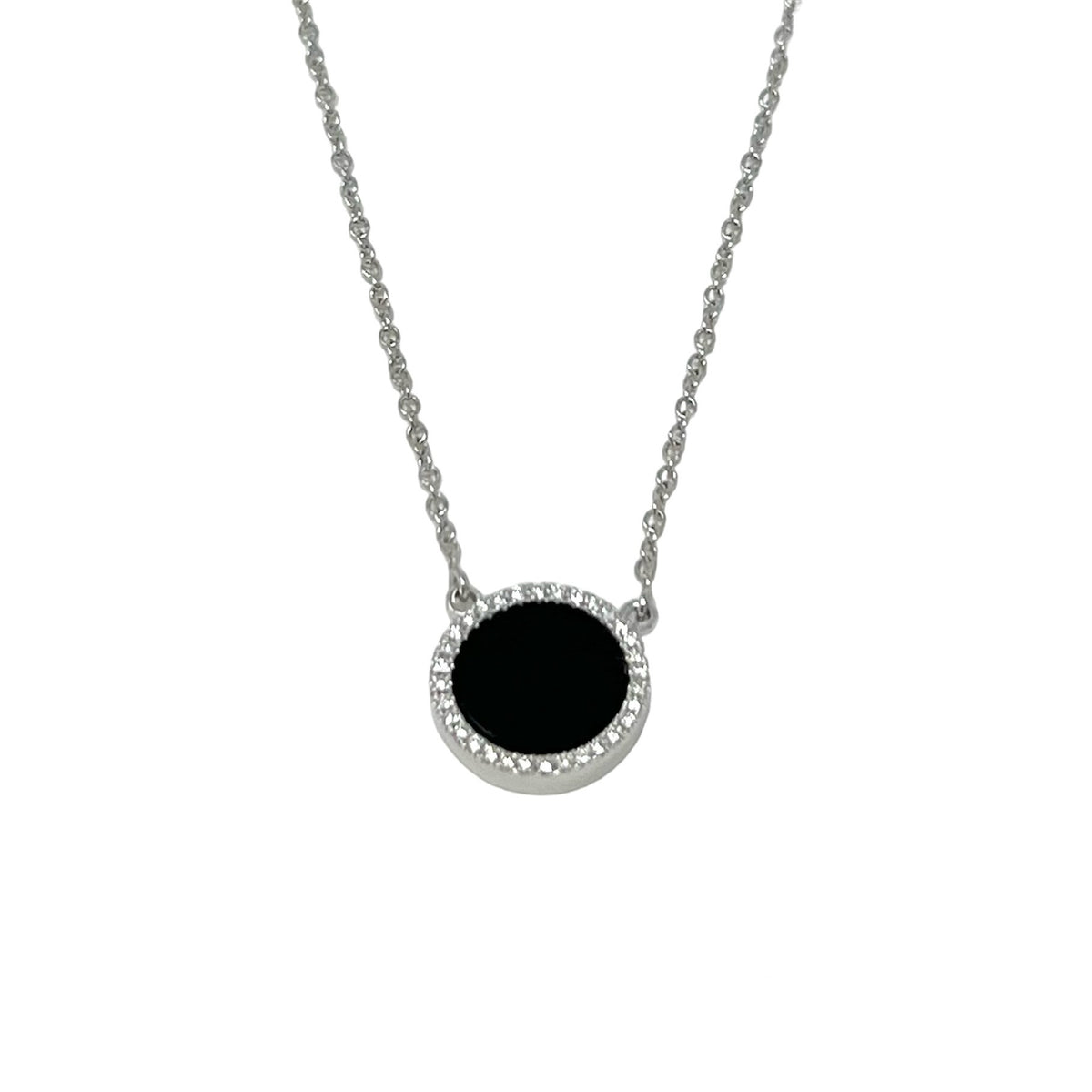 Antelope Choker Necklace in White Gold Onyx and Diamonds