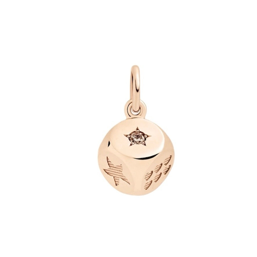 Dodo Charm Dado Oro Rosa 9kt e Diamante Brown Maiocchi Store Milano Maiocchi