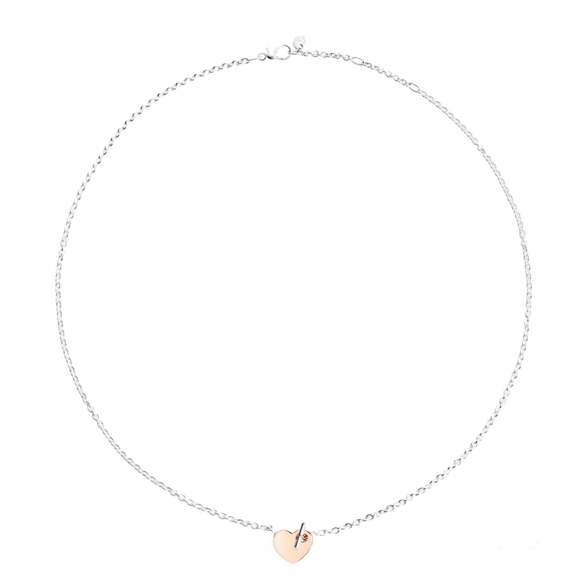 Dodo T-Bar Heart Necklace 9K rose gold and 925 silver