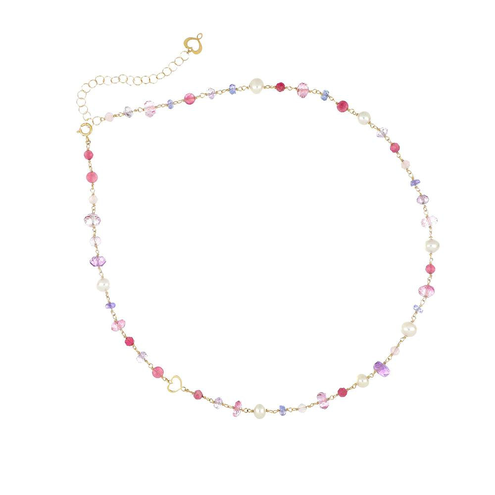 Maman et Sophie Necklace in 18KT yellow gold Pink Clouds