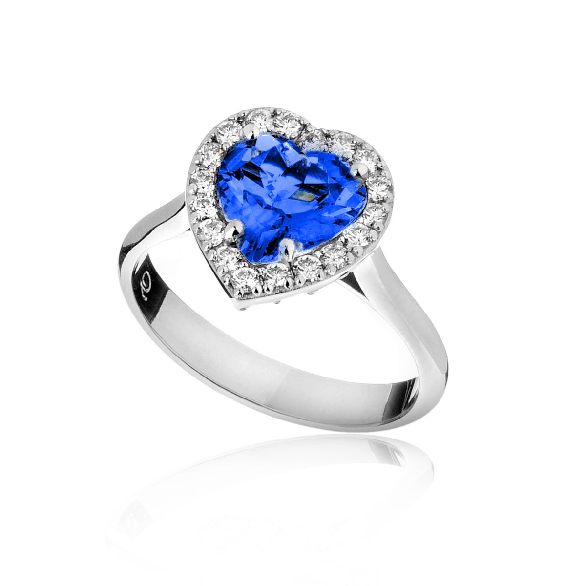 Quaglia Anello Cuore Oro Bianco Zaffiro e Diamanti H184/Z_An