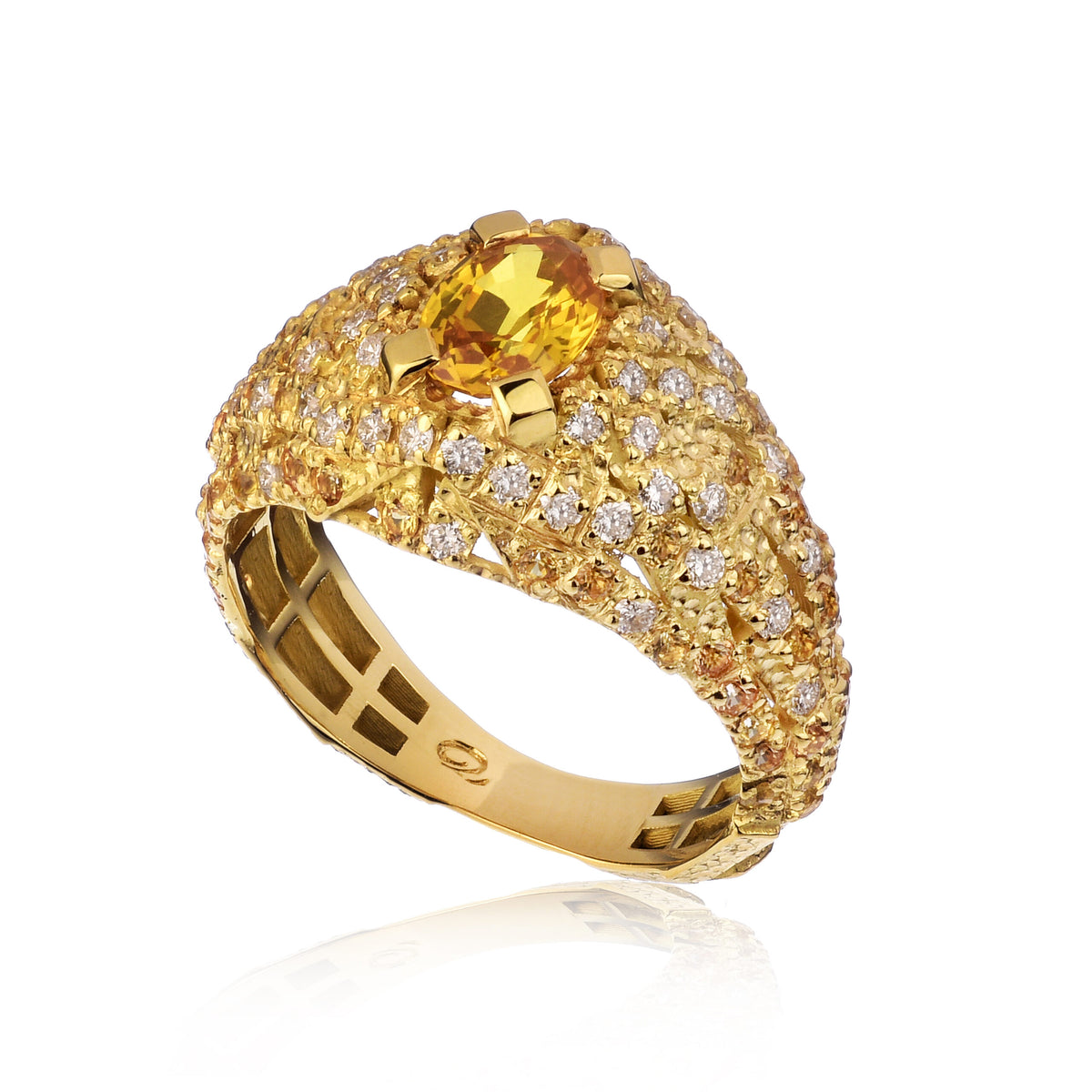 Quaglia Ring WOW Yellow Gold, Diamonds and Yellow Sapphire H240