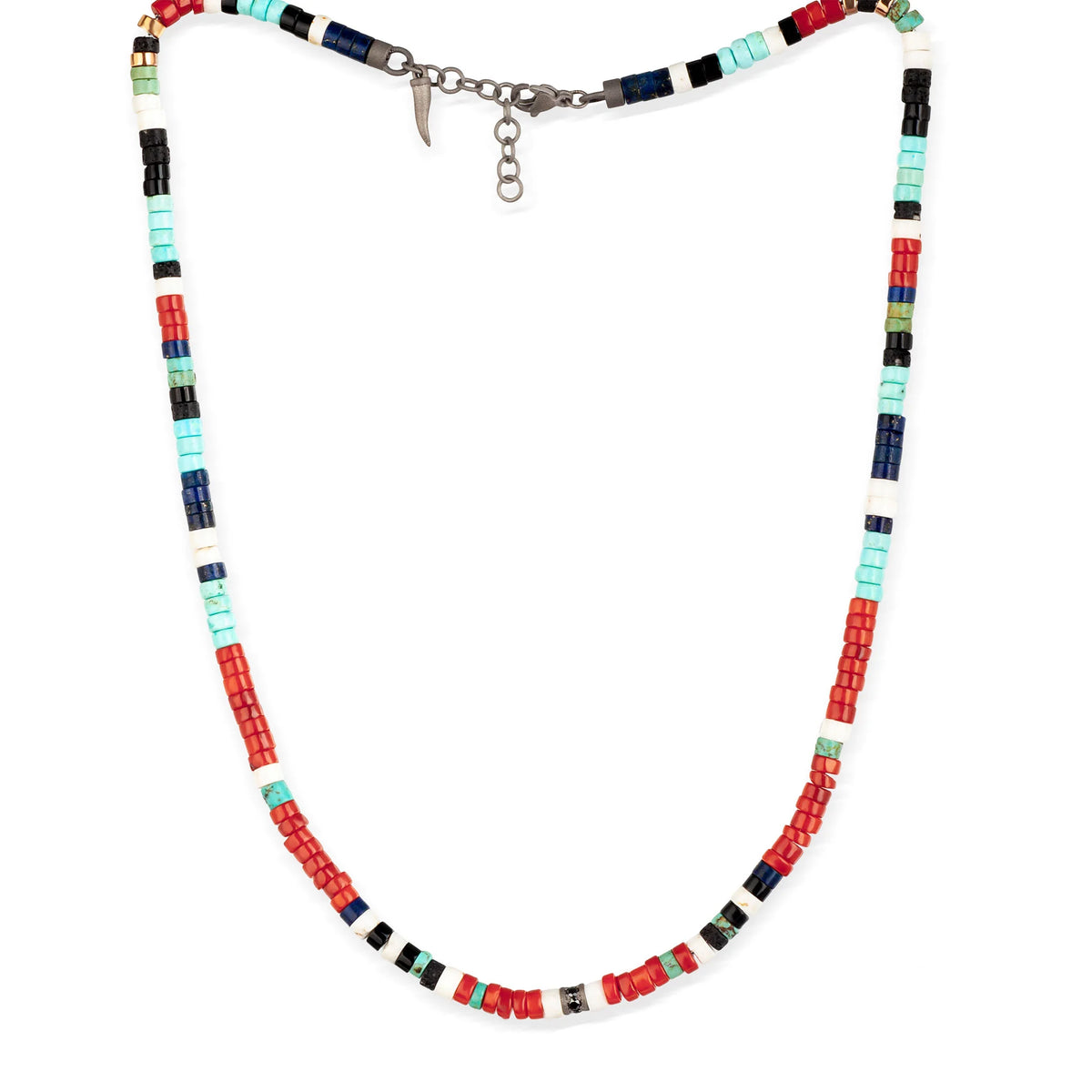 Mano Jewels Men's Necklace with Titanium Discs and Semi-precious Stones