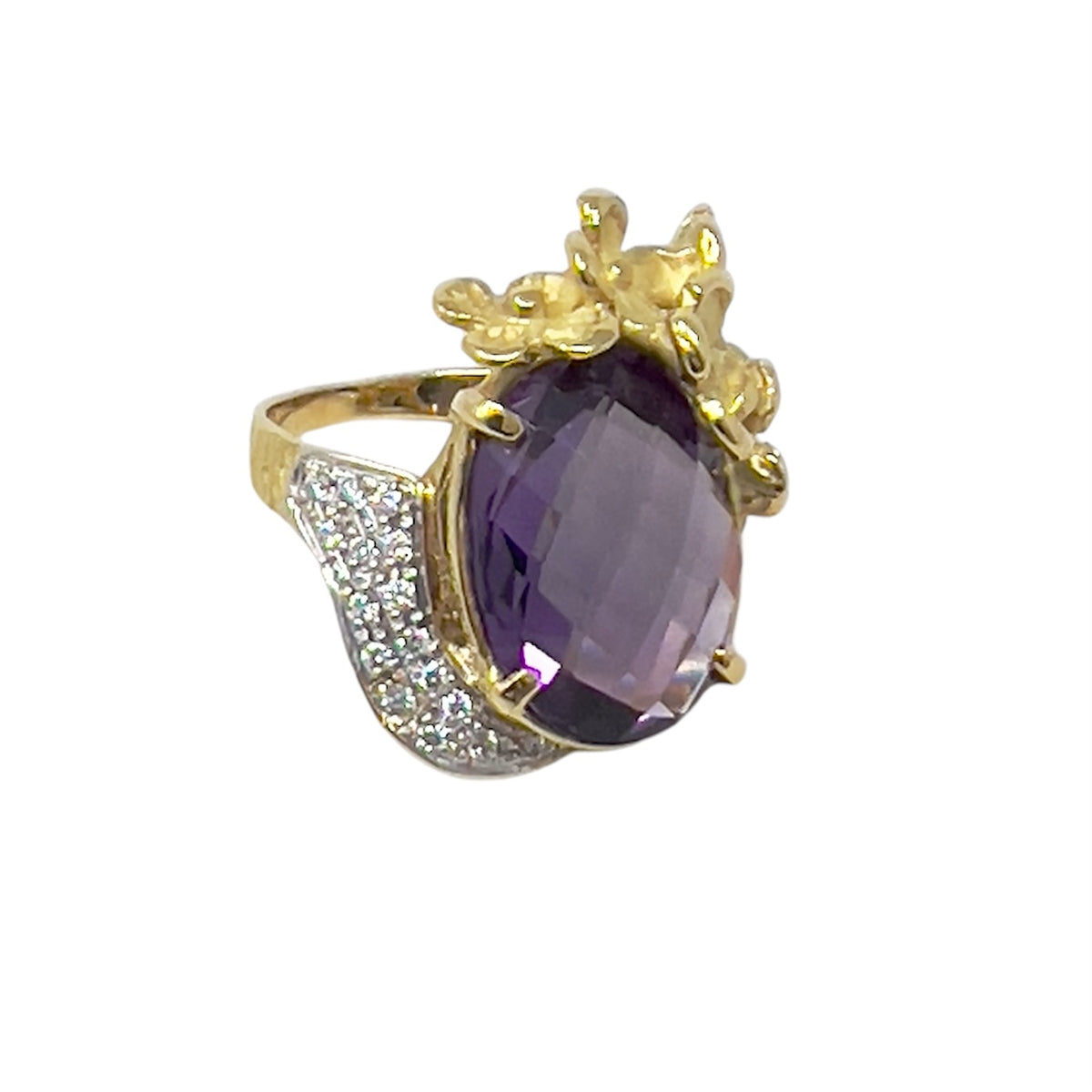 Quaglia Ring in Yellow Gold, Amethyst and Diamonds D901