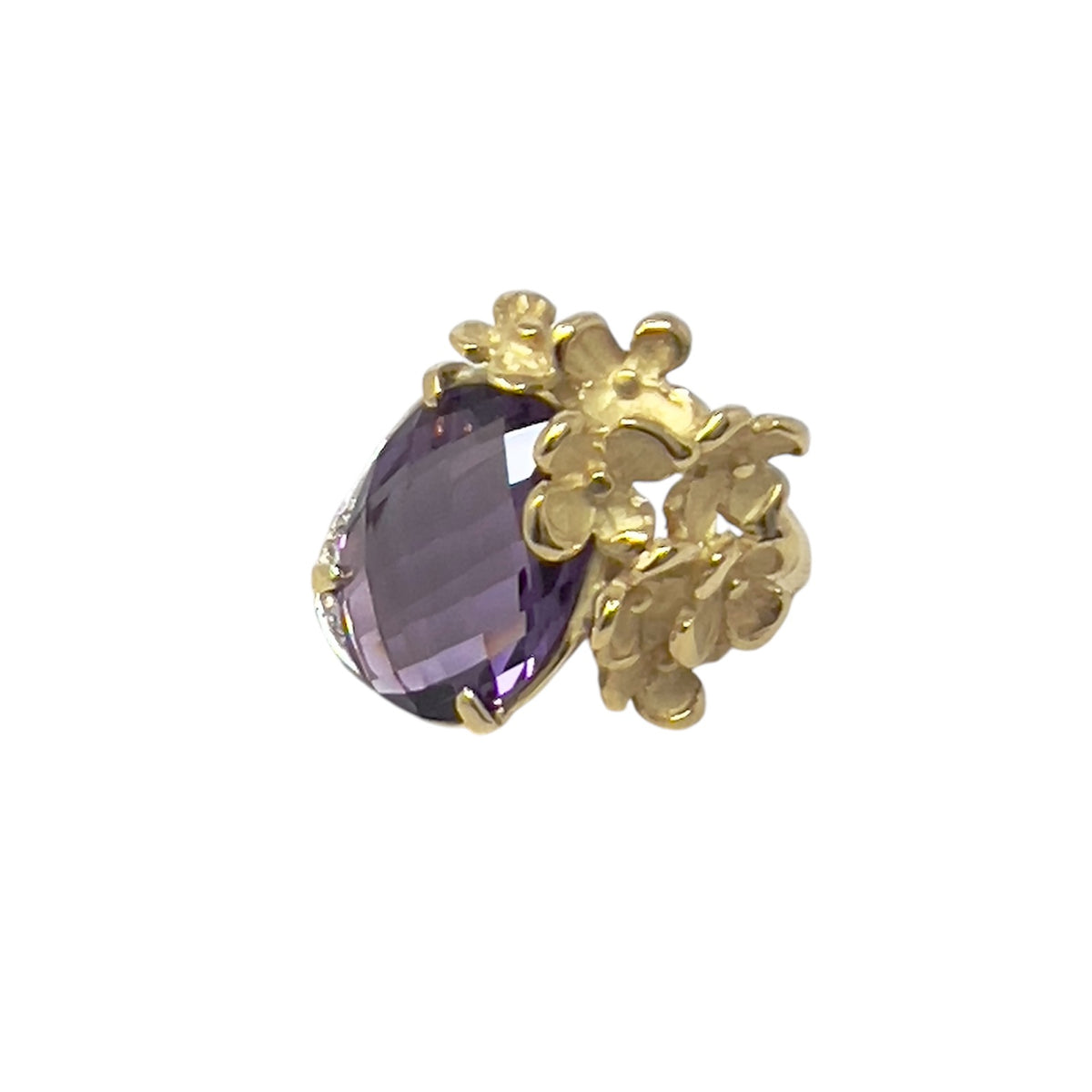 Quaglia Ring in Yellow Gold, Amethyst and Diamonds D901