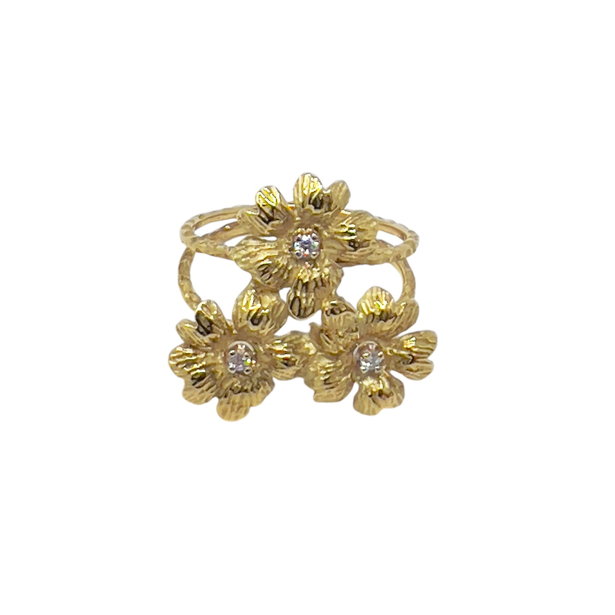 Quaglia Ring Flowers Yellow Gold and Diamonds E434