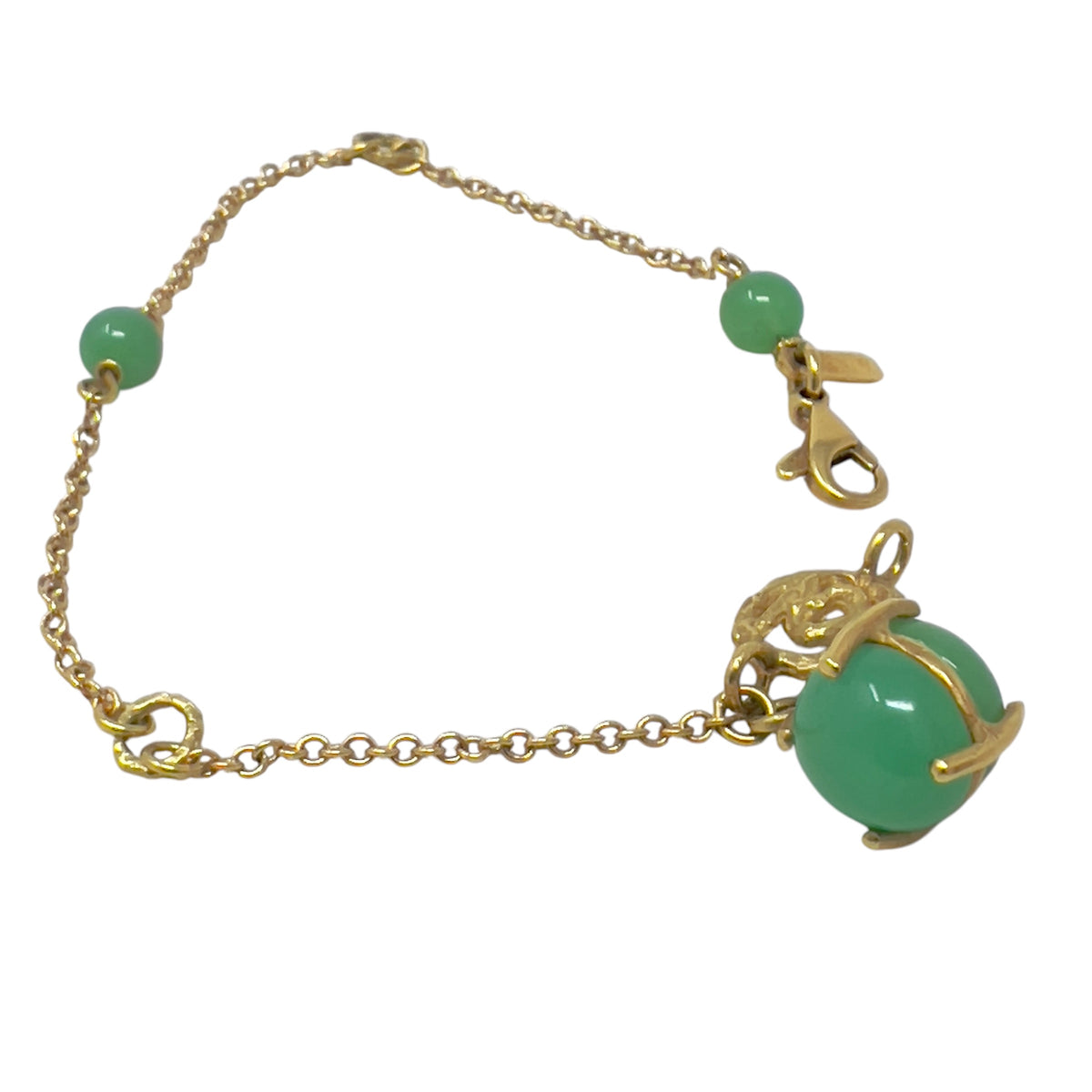 Quail Yellow Gold and Chrysoprase Bracelet D854