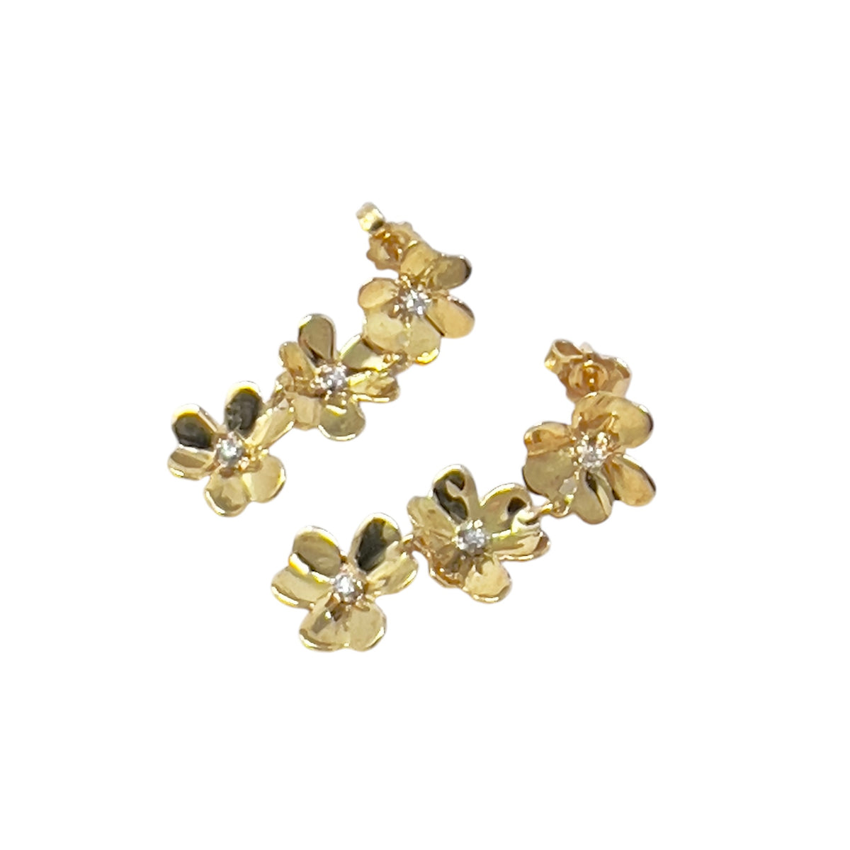 Quail Earrings Flowers In Movement Yellow Gold L041/3