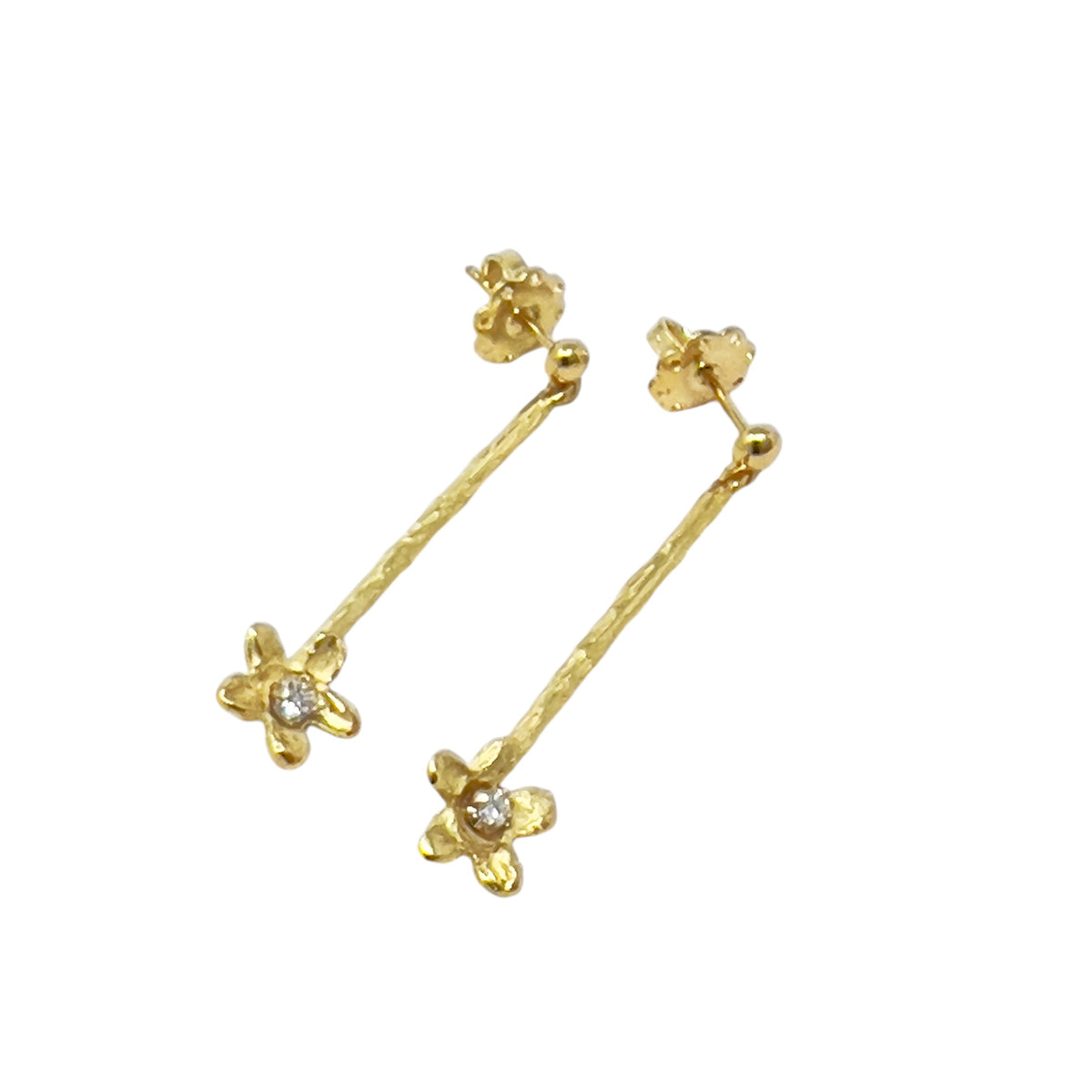 Quail Earrings Flowers In Movement Yellow Gold D176