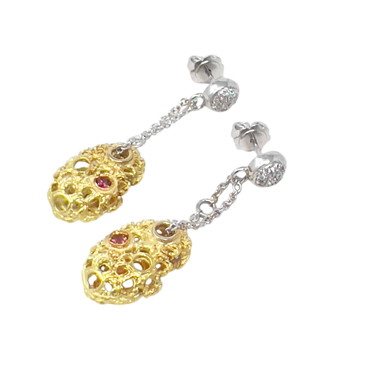 Quaglia Earrings in Yellow and White Gold and Rubies D865