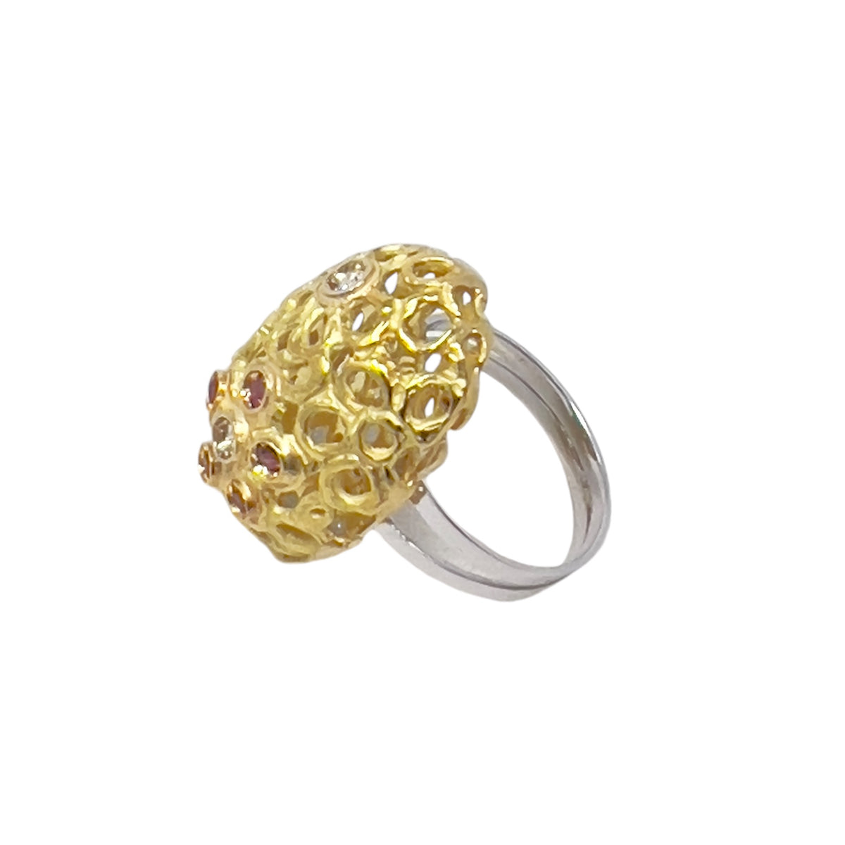 Quaglia Ring in Yellow and White Gold and Rubies D865