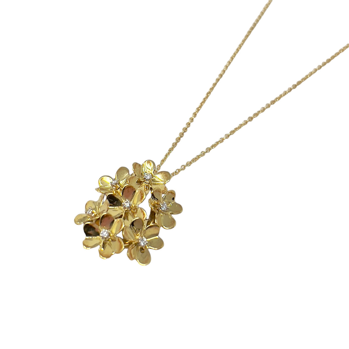 Quail Necklace Flowers In Movement Yellow Gold and Diamonds L041