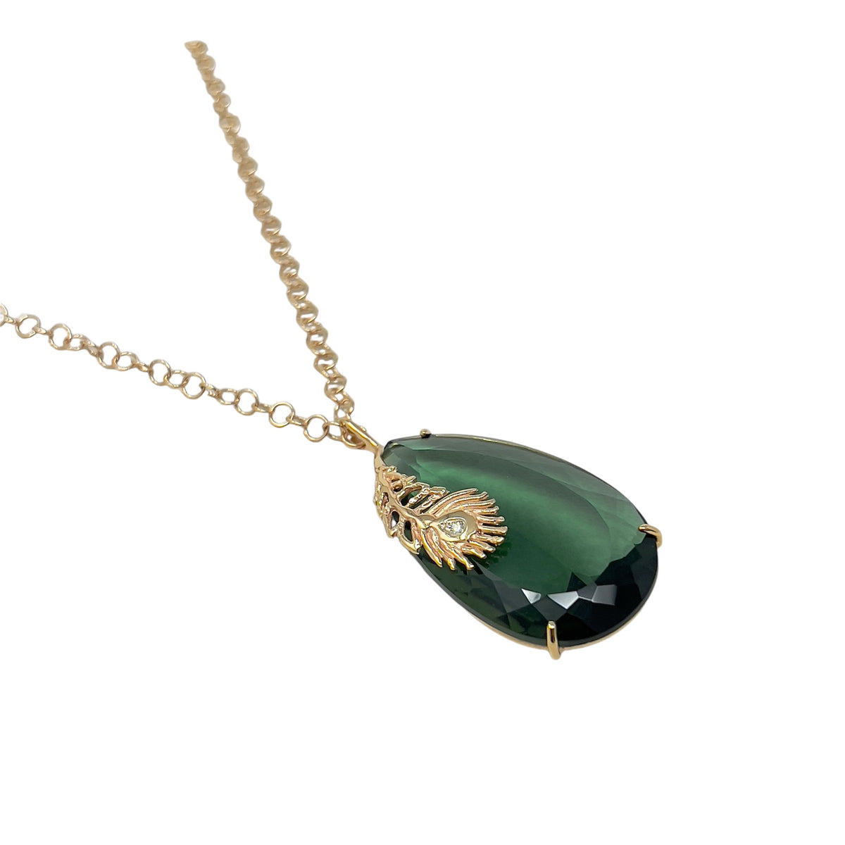 Quaglia Necklace In Yellow Gold and Green Amethyst E053