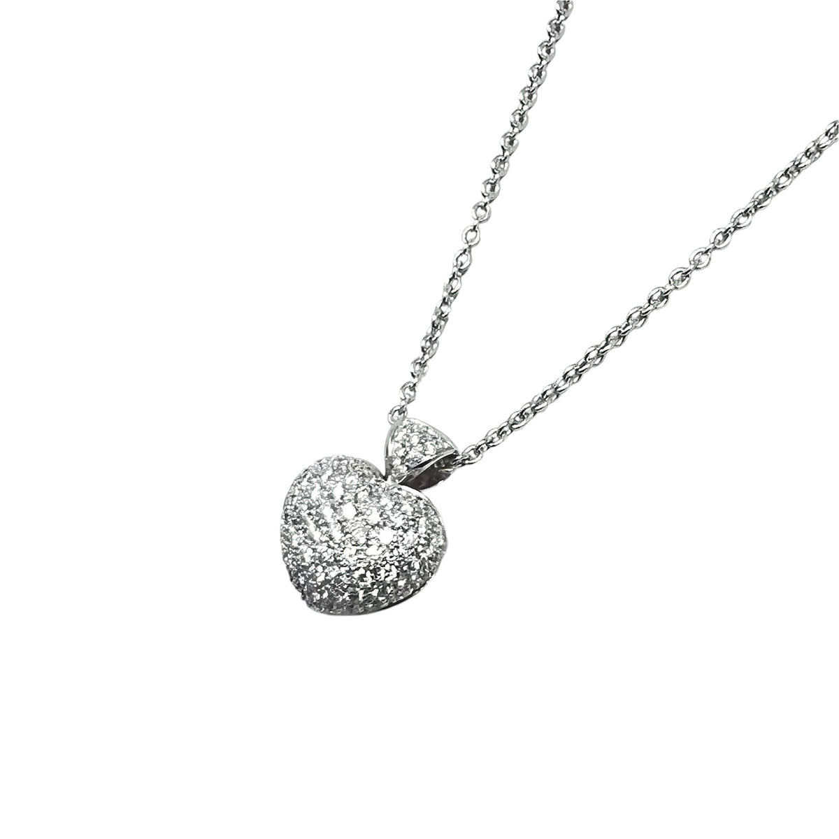 Antelope Heart Necklace in White Gold and Diamonds 1.87 ct