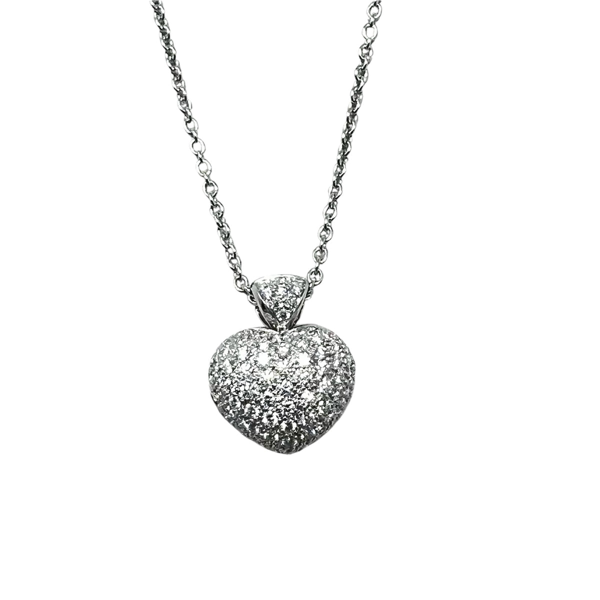 Antelope Heart Necklace in White Gold and Diamonds 1.87 ct