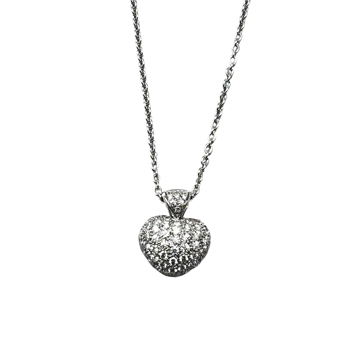 Antelope Heart Necklace in White Gold and Diamonds 1.87 ct