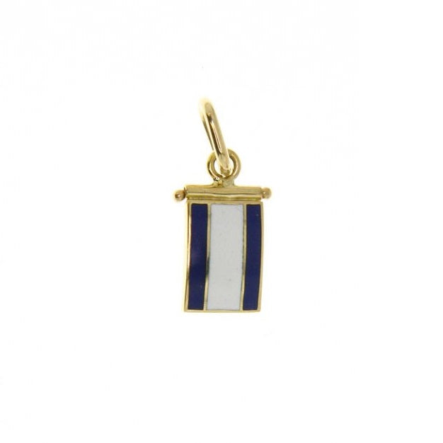 Nautical Flag Pendant in 18kt Yellow Gold and Enamel Letter I