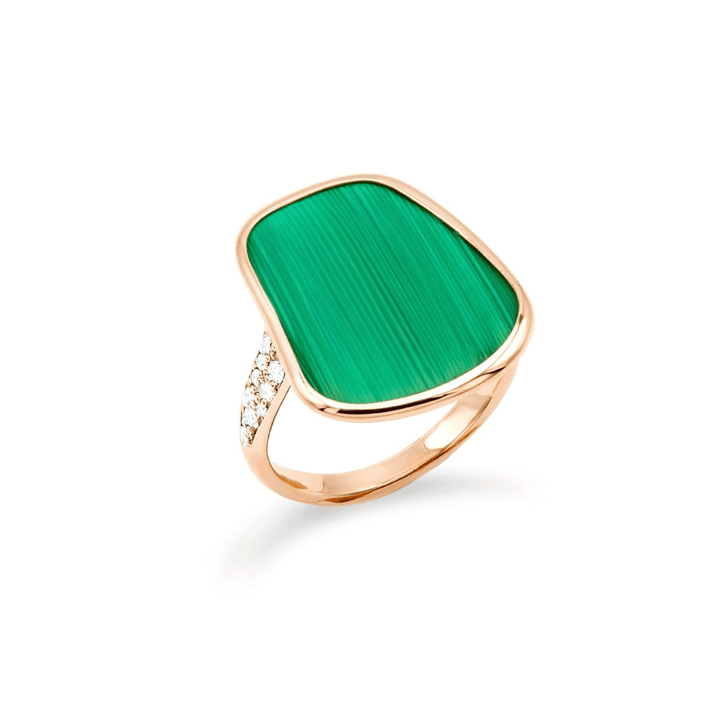 Mattioli Anello Puzzle Solo Oro Rosa Diamanti e Malachite