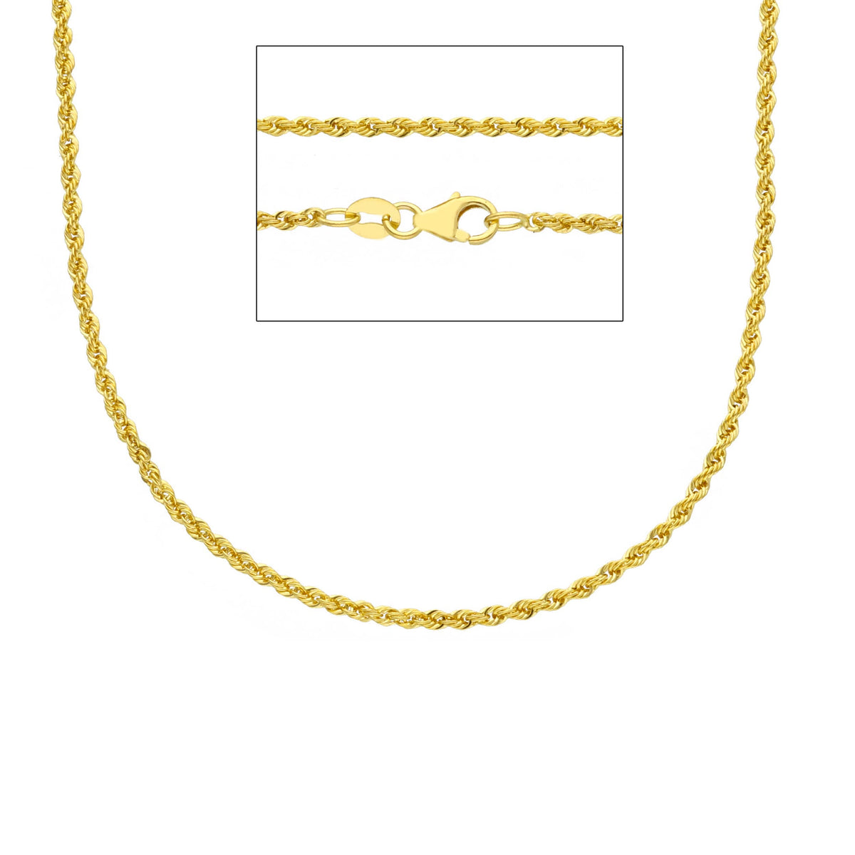 18kt Yellow Gold Rope Chain 50 cm Section 1.70 MM