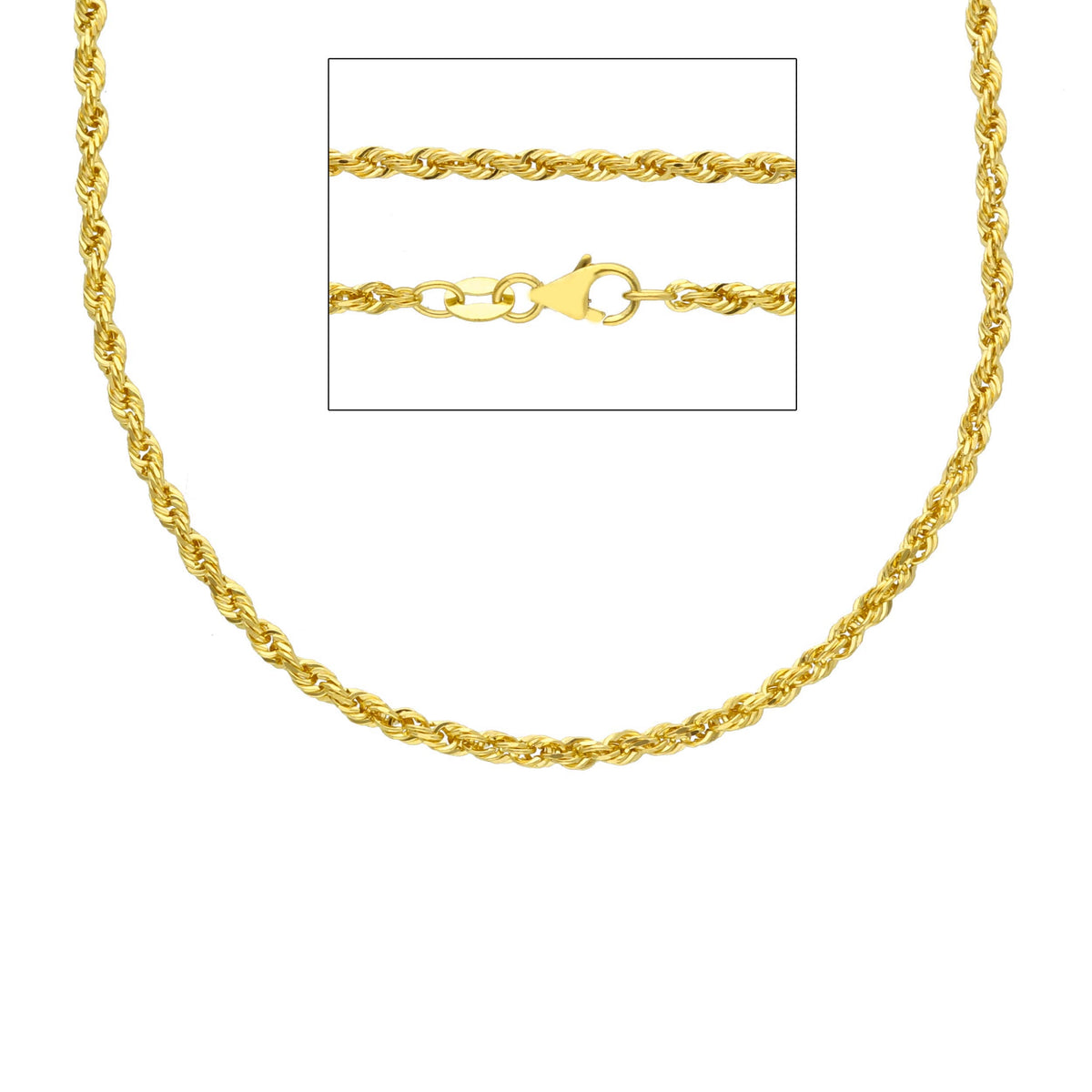 18kt Yellow Gold Rope Chain 50 cm Section 2.20 MM