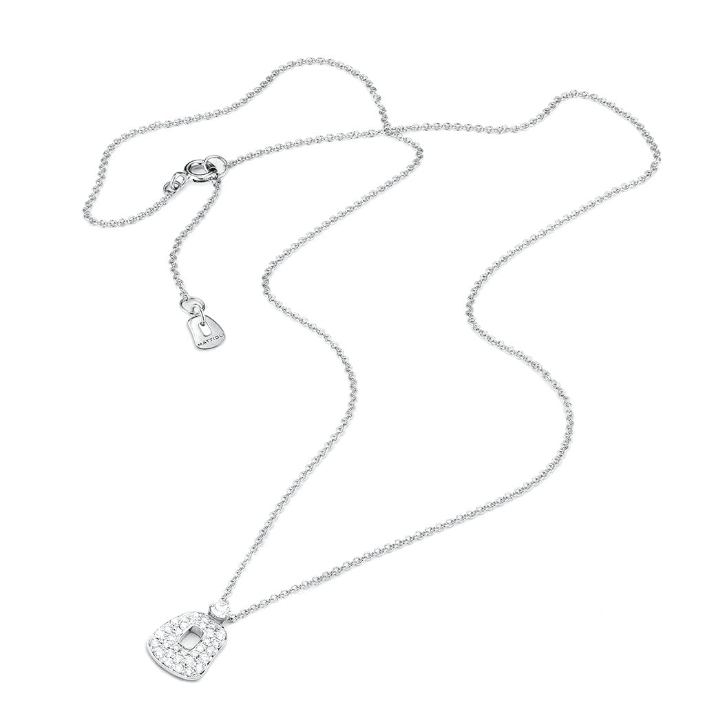 Mattioli Collana Mini Puzzle Oro Bianco e Pavé di Diamanti