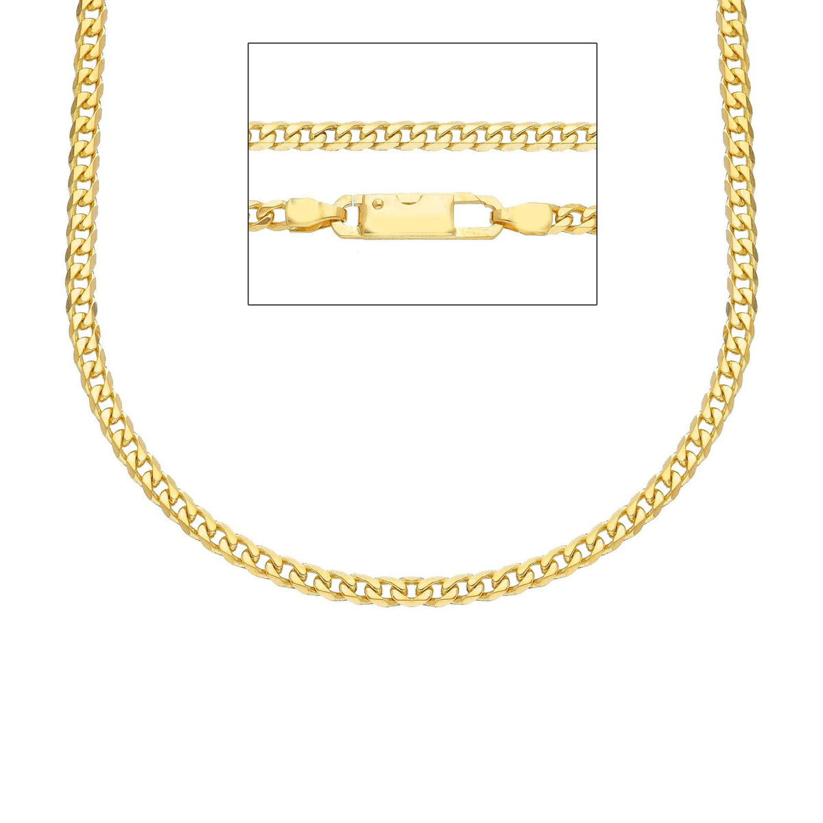 18kt Yellow Gold Grumette Chain 50 cm Section 3.40 MM