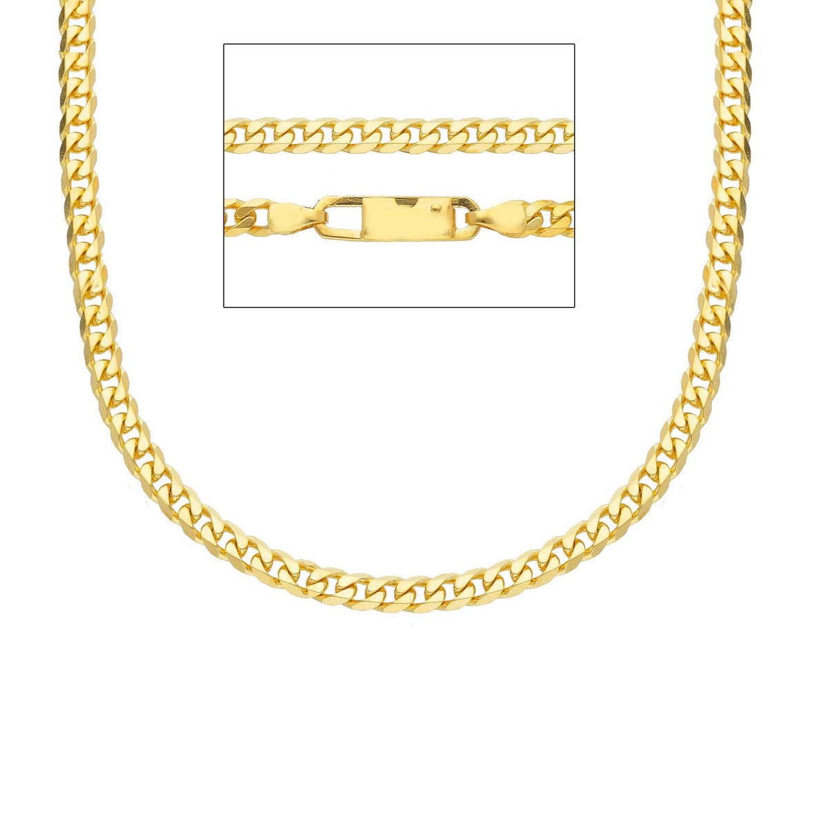 18kt Yellow Gold Grumette Chain 50 cm Section 3.40 MM