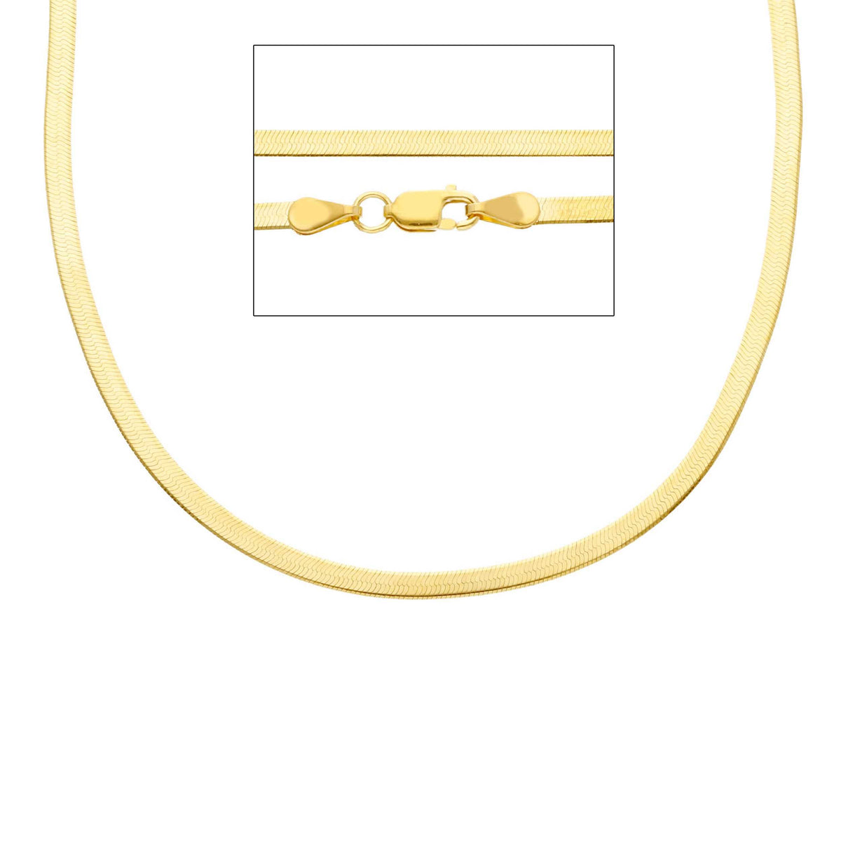 18kt Yellow Gold Herringbone Necklace 45 cm