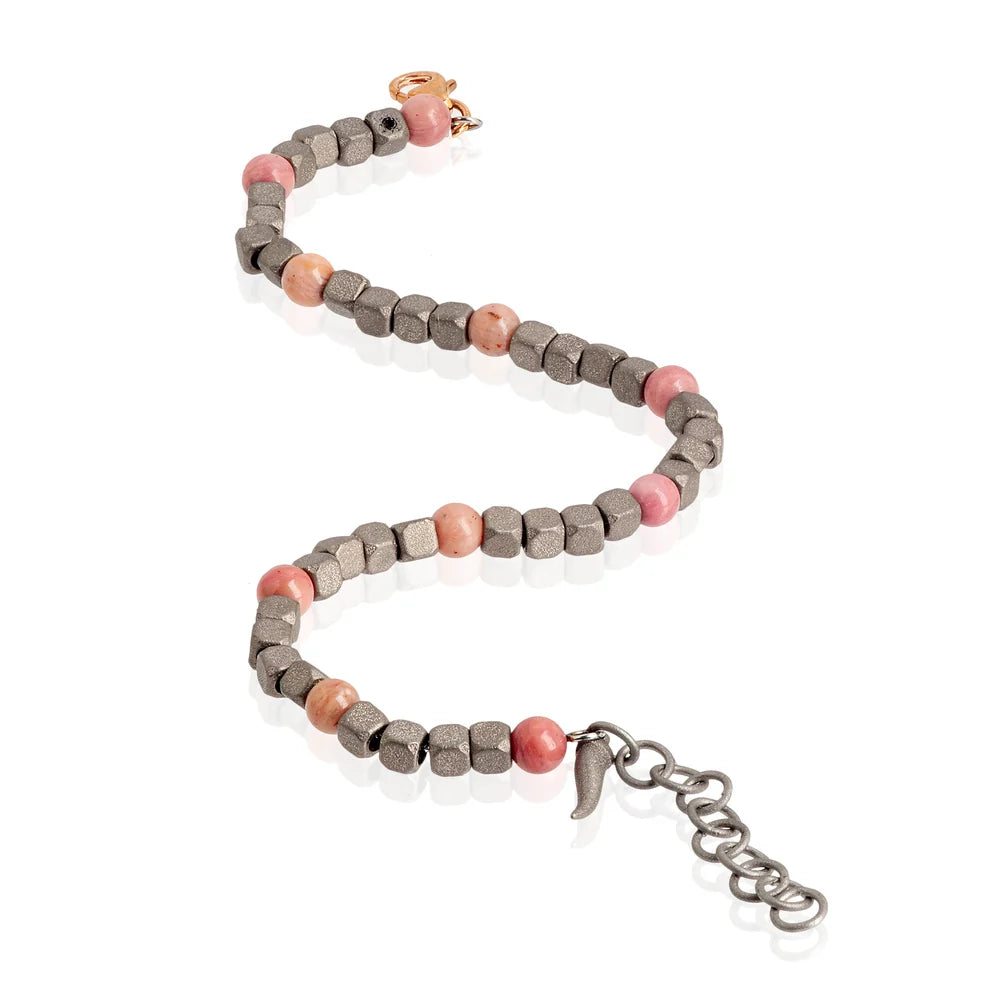 Mano Jewels Titanium Bracelet and 5 Spheres in 9kt Rose Gold