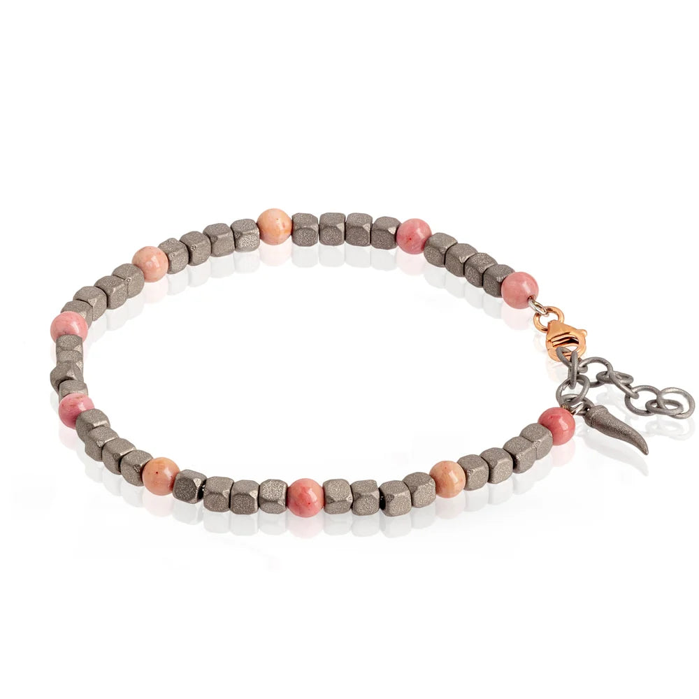 Mano Jewels Titanium Bracelet and 5 Spheres in 9kt Rose Gold