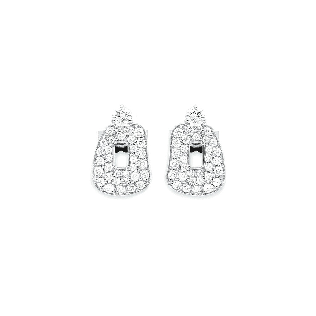Mattioli Orecchini Mini Puzzle Oro Bianco e Pavé di Diamanti