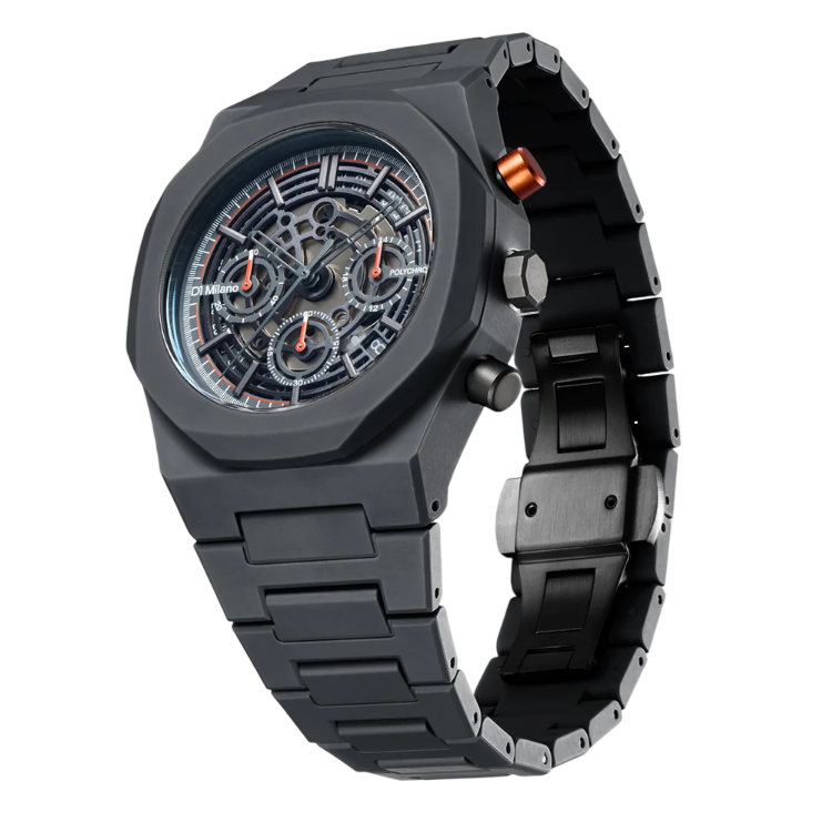 D1 Milano Polychrono 40.5 MM Charcoal Black D1-PHBJ07