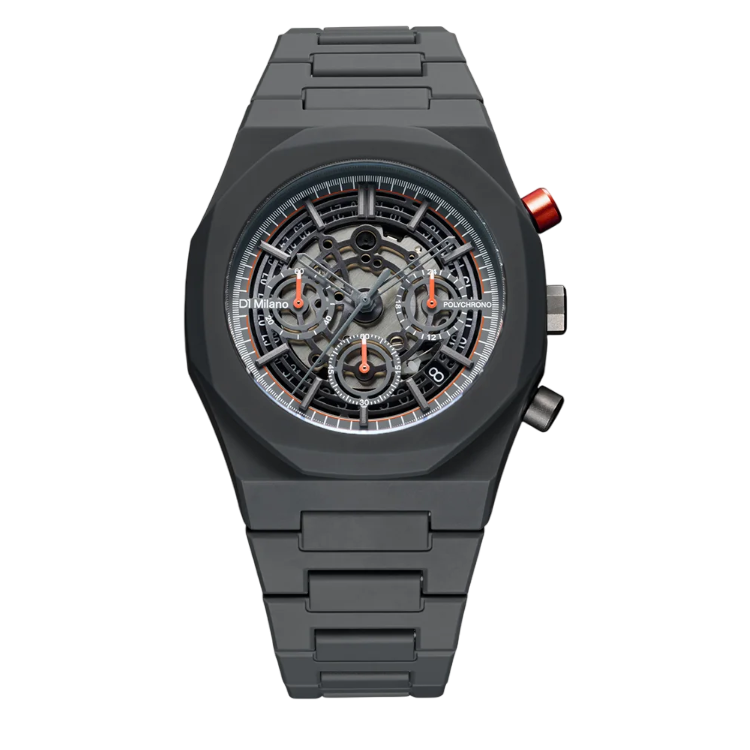 D1 Milano Polychrono 40.5 MM Charcoal Black D1-PHBJ07