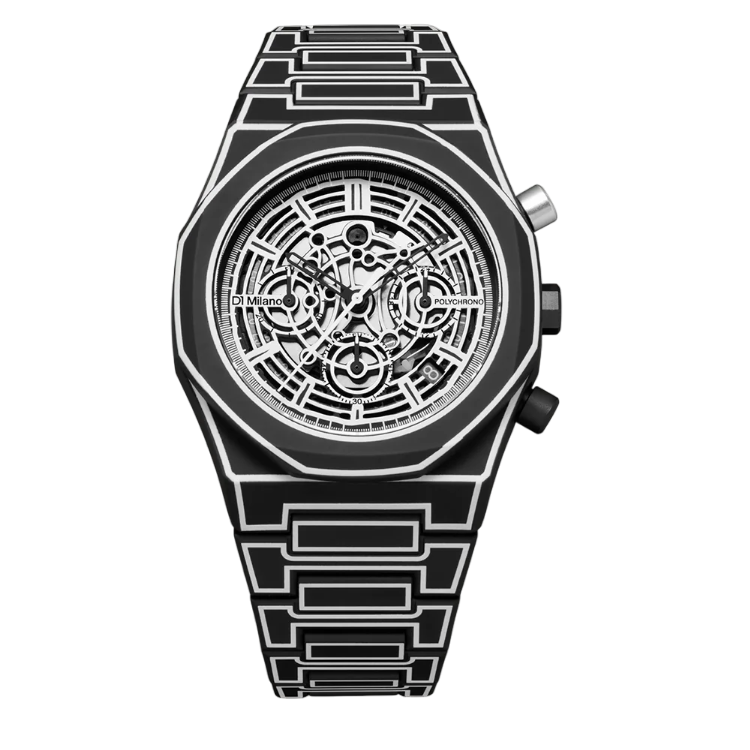 D1 Milano Polychrono 40.5 MM Charcoal Black D1-PHBJ07