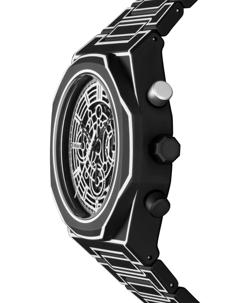 D1 Milano Polychrono 40.5 MM Charcoal Black D1-PHBJ07